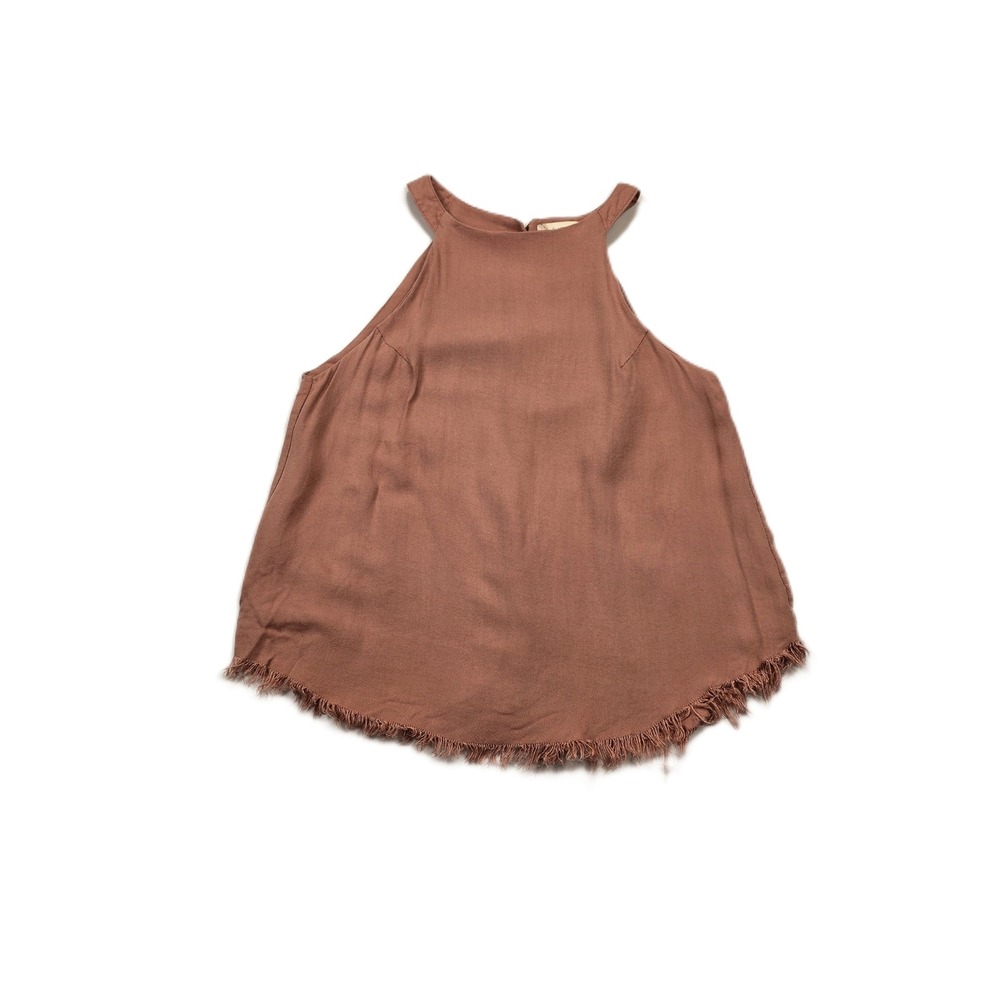 Altar'd State Mauve Raw Fringe Hem High Neck Halter Cami Top Size S